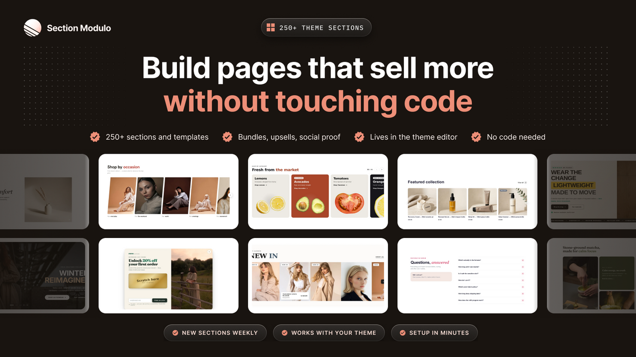 Section Modulo: Theme Sections official product preview