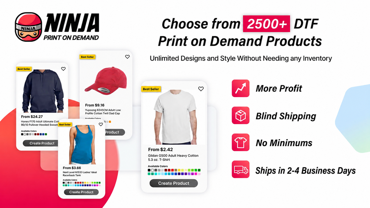 NinjaPOD: DTF Print on Demand official product preview
