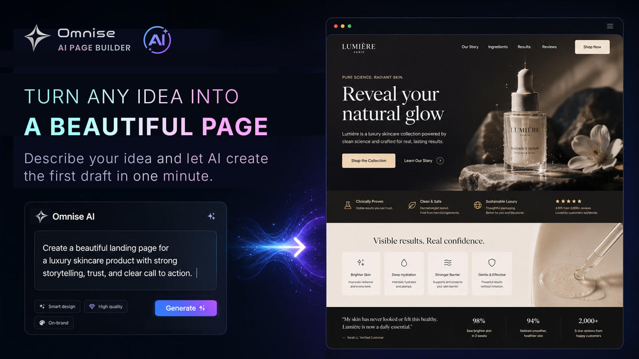 Omnise ✧ AI Page Builder official product preview