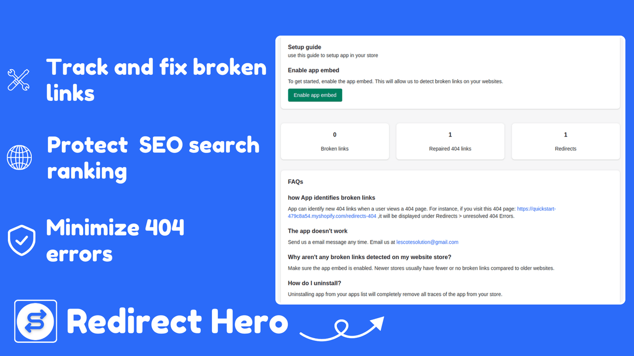 Redirect Hero - Fix 404 links official product preview