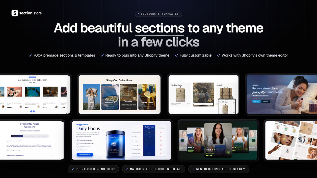 Section Store: Theme Sections official product preview