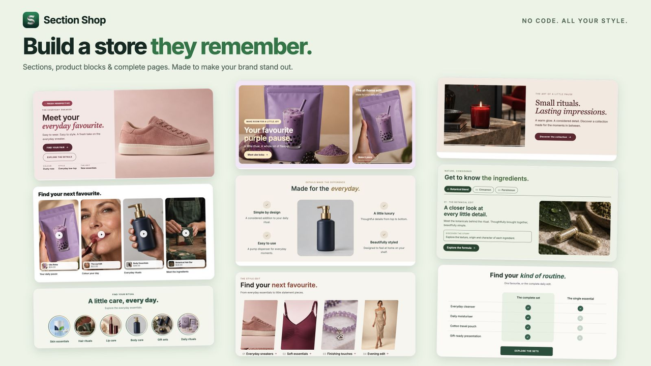 Section Shop: Theme Sections official product preview