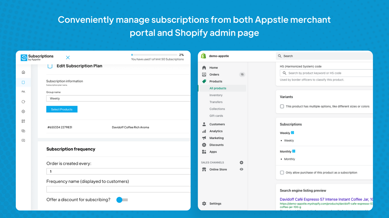 Appstle℠ Subscriptions App official product preview